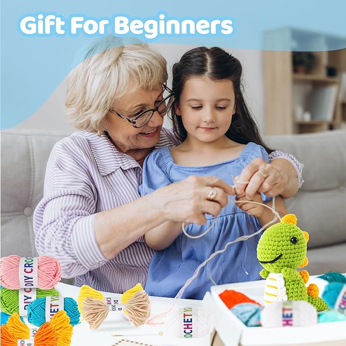 XuanMei GR 6PCS Crochet Kit for Beginners Advanced Crocheters Adults Learn to Crochet Kit Amigurumi Animal Starter Step by Step Video Tutorial