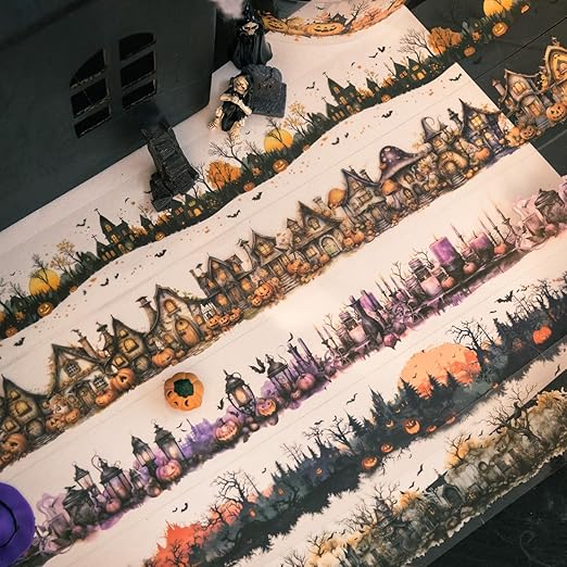 Gothic Scrapbook Tape Stickers,6 Rolls PET Washi Tape for Scrapbooking,Journaling,Junk Journal,Planner,DIY Arts Crafts(Dance Party)