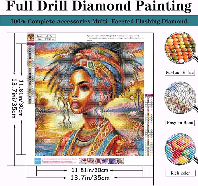 CZYWJMEI 5D Diamond Painting Kits for Adults Beginners,DIY Indian Woman Diamond Art,Full Round Drill Diamond Dot Gem Art Kits,Home Wall Decor 13.7x13.7 Inch