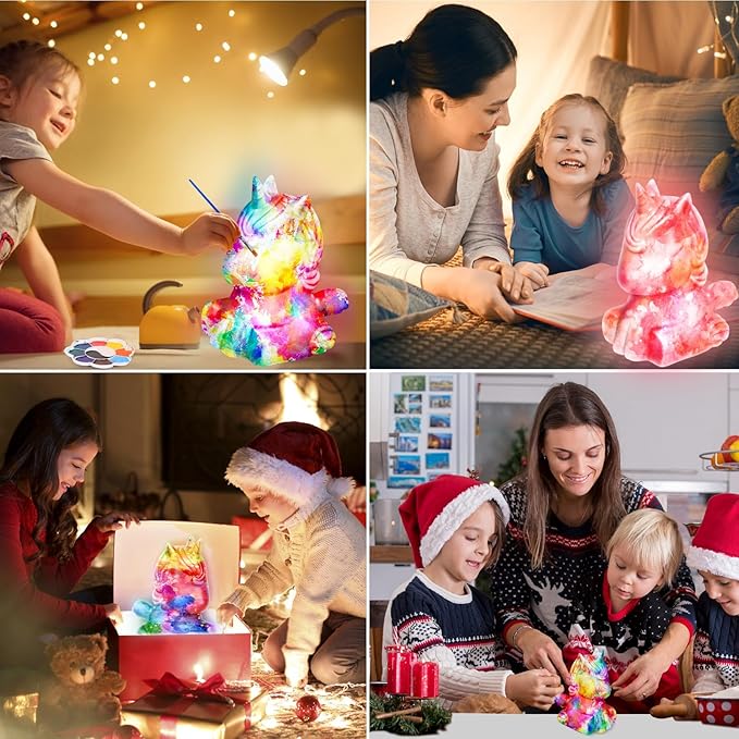 Cokiki Paint Your Own Unicorn Lamp Kit, Art Supplies DIY Crafts Night Light Painting Kit, Arts and Crafts for Kids Ages 8-12, Birthday Party Holiday Creative Gift for Girls Boys Ages 6 7 8 9 10 11 12+