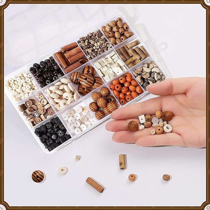 RACIOCK 630Pcs Natural Coconut Shell Beading for Jewelry Making Kit - Handmade Boho Craft Beads with Wood & Shell Spacers for Bracelet, Necklace, DIY Crafts, Boho Style Jewelry Gifts for Woman Man