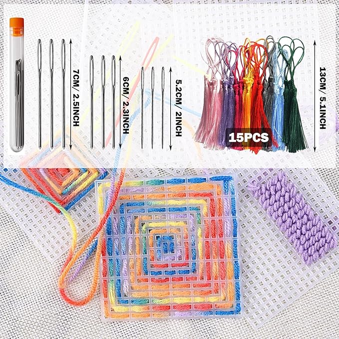 Allazone Plastic Mesh Canvas Sheets for Embroidery - 53 PCs, Square Mesh, Knit & Crochet Projects