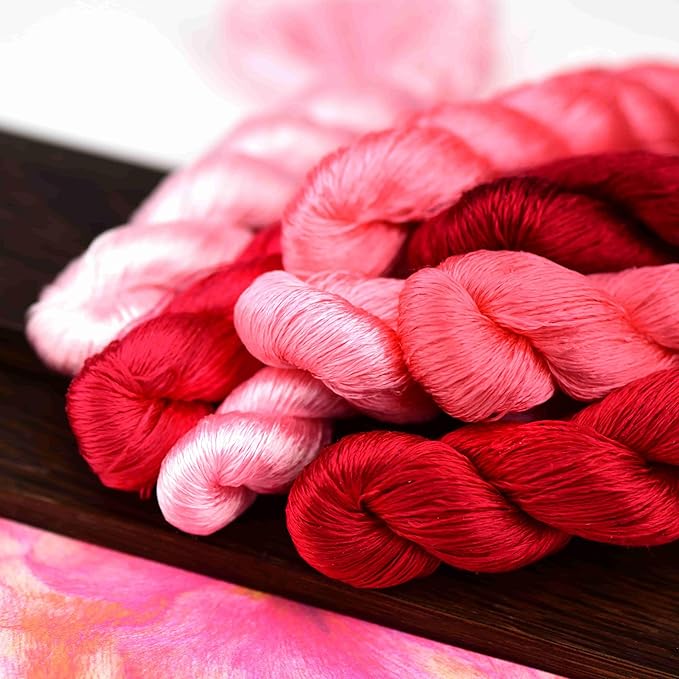 Natural Silk Thread, Handmade Embroidery Thread, 8 Colors, 110m Each, Mulberry Silk Floss for Hand Embroidery, Fine Detailed Needlework, Luxury Embroidery Threads Set（11）