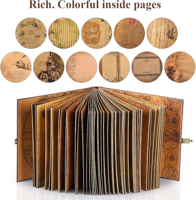 Adventure Book 148-Page DIY Handmade Scrapbook Kit - Embossed Leather Cover - Gift Boxed with Full DIY Accessories for Couples, Weddings, Anniversaries & More for Life’s Greatest Adventures