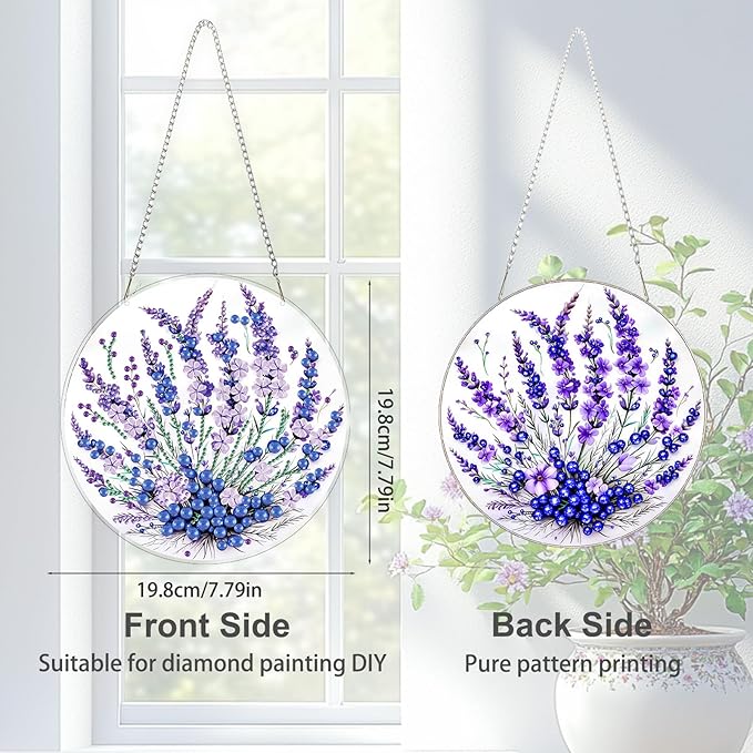 TOSTOG Blue Berries Diamond Art Pendant Kits for Adult, Flower Diamond Painting Hanging Kit for Beginners, 5D DIY Crafts Gem Art, Waterproof Full Accessories for Home Decor Idea 20 * 20 cm/8 * 8 in