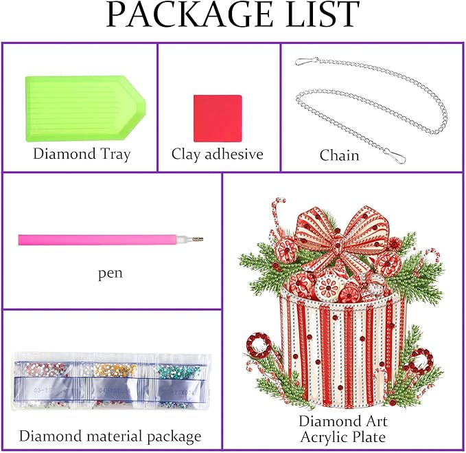 Pavemlo Hanging Diamond Art Kits for Adults Christmas – 8x8 Inch Double-Sided Acrylic Board DIY Crystal Diamond Suncatcher Pendant, Sparkling Home Wall or Window Decoration Handmade Gift