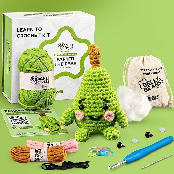 JOYBERRI Crochet Kit for Beginners - Beginner Crochet Kit for Adults and Kids - Learn to Make Amigurumi Animals with Step by Step Videos - All Materials Included