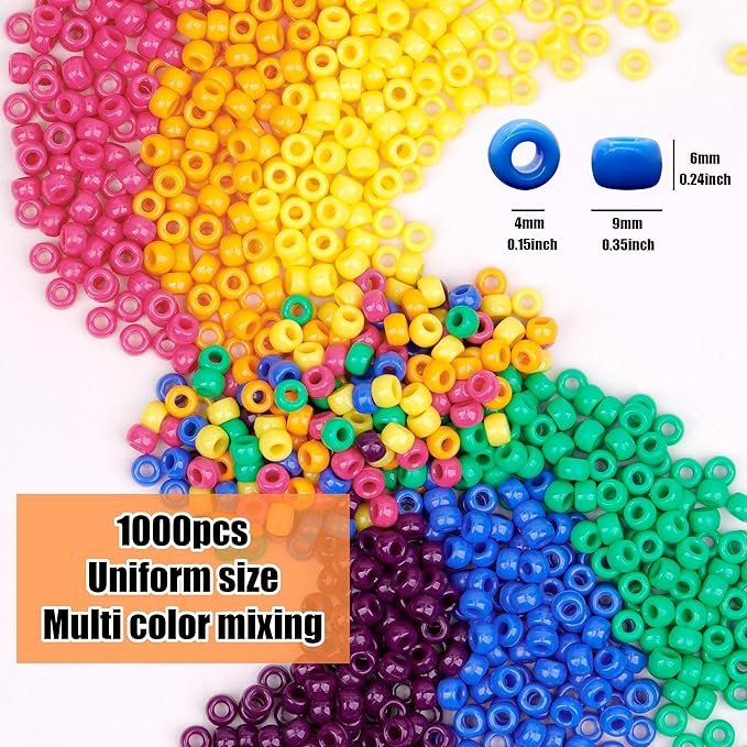 gmma colored pony beads for friendship bracelets 1000 pcs 6x9mm colourful plastic beads for jewelry making thanksgiving autumn hair diy necklace party decoration supplies