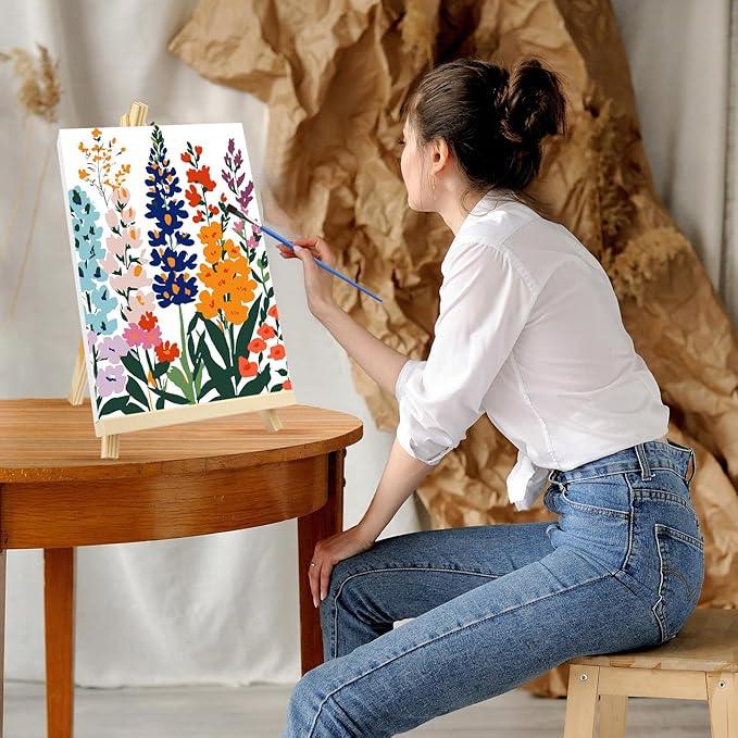 GHHKUD Flower Paint by Numbers with Frame for Adults Beginners, DIY Bouquet Paint by Numbers for Age 6-12, Art on Canvas Gifts Home Wall Decor 8x12in