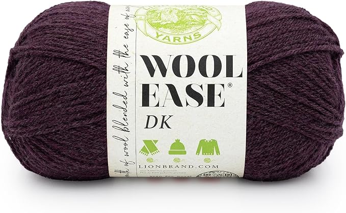Lion Brand Wool-Ease DK Yarn, Yarn for Knitting, Crocheting, and Crafts, Eggplant, 1 Pack