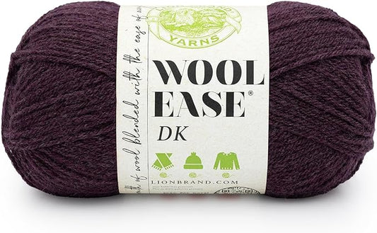 Lion Brand Wool-Ease DK Yarn, Yarn for Knitting, Crocheting, and Crafts, Eggplant, 1 Pack