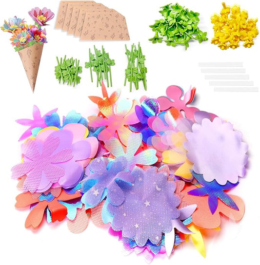 risuntoy flower making kit for kids with 210 pieces create 30 unique fabric flowers | diy craft kit for ages 3+ | stem toys for creative fun