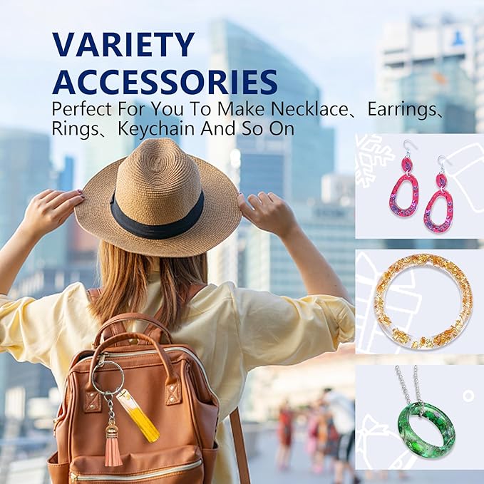 IGaiety Resin Kits for Jewelry Making Silicone Molds Starter Kit 278 Pcs Bundle with Epoxy Resin Silicone Mold Art for DIY Jewelry Earring Keychain Necklace Rings Making Adults Beginners