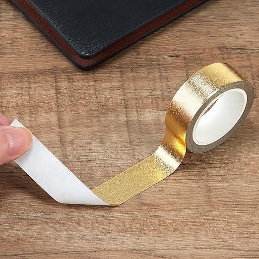 QDiShi 2 Rolls Gold Washi Tape for Wall Decor, Decorative, Foil Masking Tape, Low Tack, Self Adhesive, Metallic, 0.59in x66FT