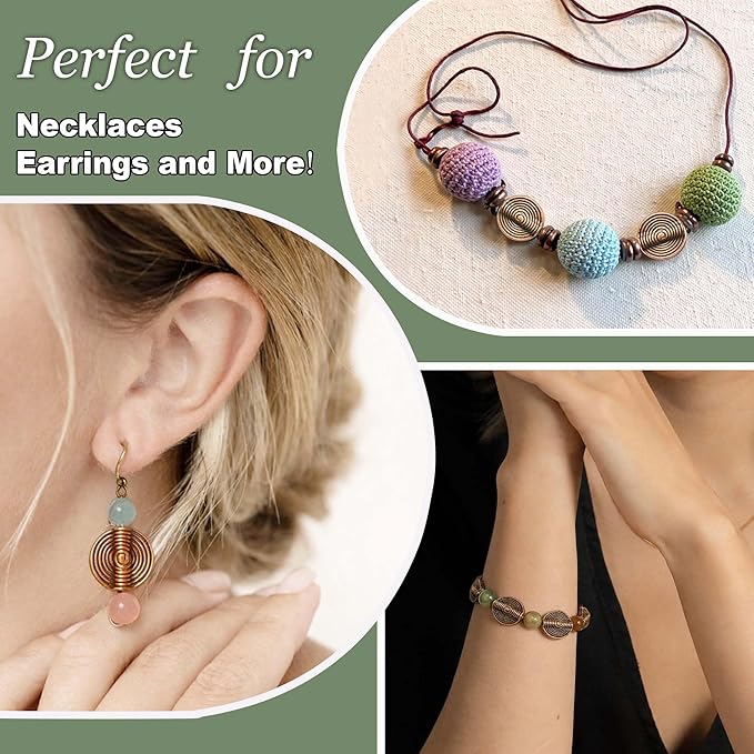 Copper Stripe Flat Bead Jewelry Spacer Beads Kit Jewelry Findings Beading Assortment DIY Accessories for Bracelet Necklace Jewelry Making 25Pcs