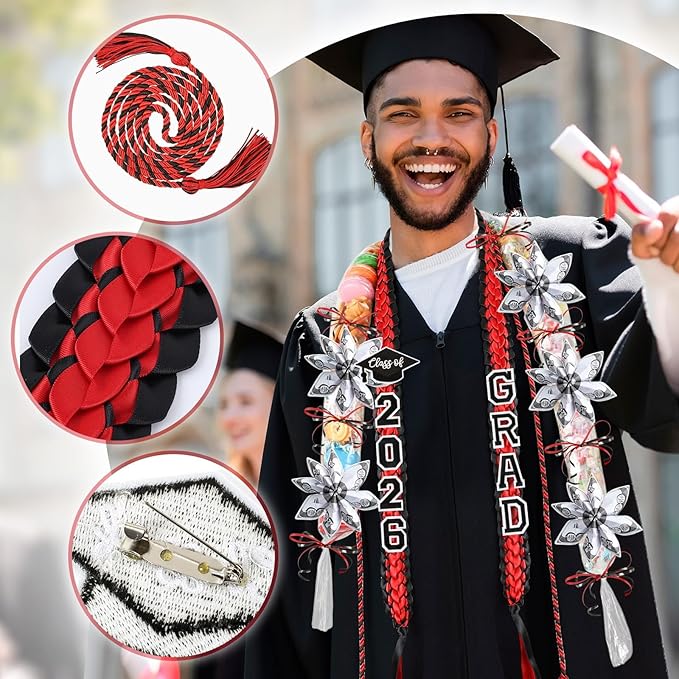 YLOLUL 16 Pcs Graduation Leis 2026 Graduation Candy Lei Kit with Honor Cord Class of 2026 Graduation Ribbon Money Lays Necklace Graduation Gift Party Accessories for Women Men