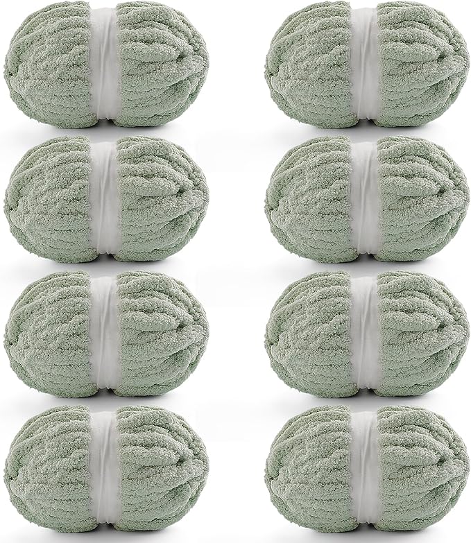 Chunky Yarn for Crocheting, Blanket Thick Chenille Yarn for Hand Knitting, Soft Yarn 28 Yds 7.7 Oz Each Skein (Avocado Green)