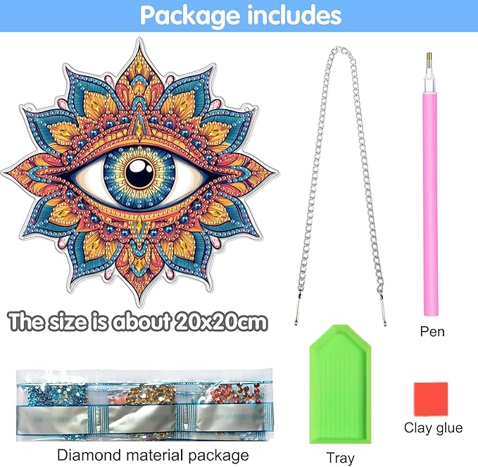 Reofrey Hanging Diamond Art Kits for Adults - 8x8 Inch Eye Acrylic Board Double Sided Pattern Diamond Painting Suncatcher Pendant, DIY Crystal Art for Home Wall or Window Decoration Handmade Gift
