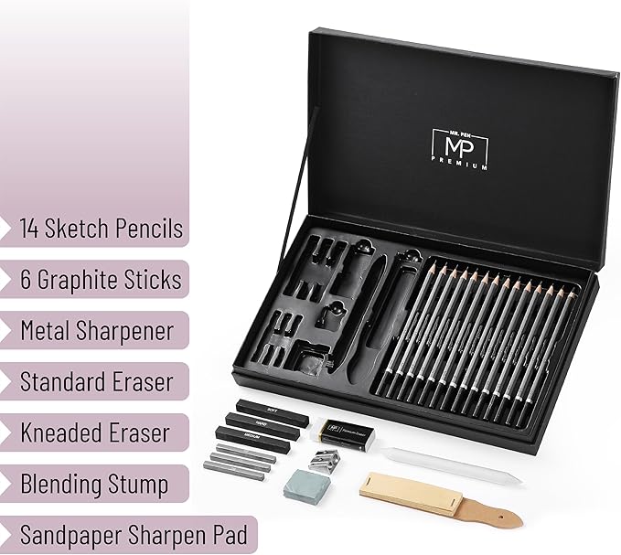 Mr. Pen- Sketching Pencils Set, 25 pcs, Art Set, Graphite Pencils for Sketching