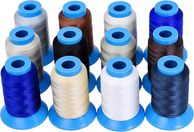 Mandala Crafts Size 277 840D T270 Bonded Nylon Thread - 12 Neutral Colors 780 YDs Tex 270 Heavy Duty Sewing Threads for Leather, Jeans, Weaving, Outdoor Marine Upholstery