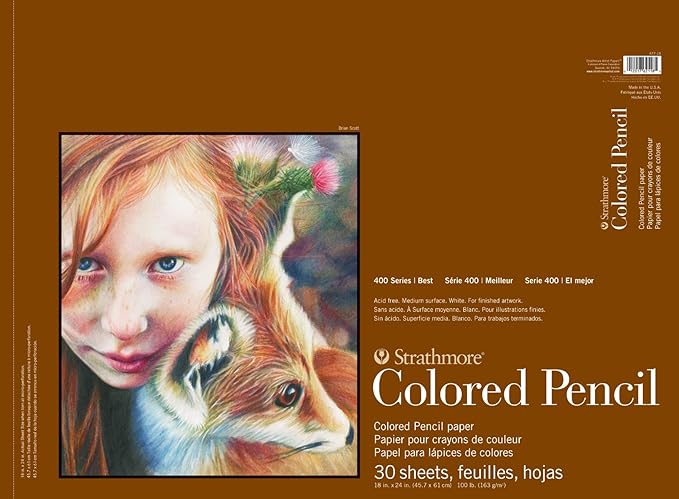 Strathmore 400 Series Colored Pencil Pad, 18"x24" Wire Bound, 30 Sheets