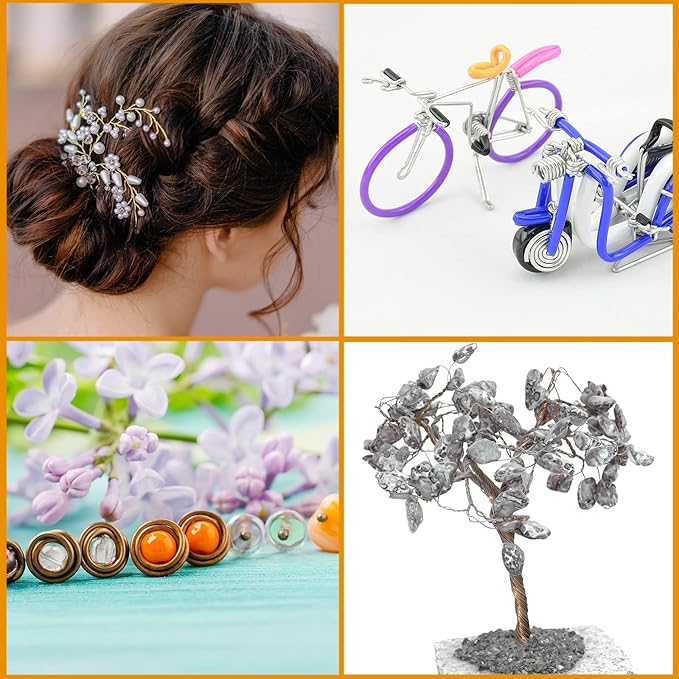 Funrous 5 Rolls 5 Size Jewelry Wire 18, 20, 22, 24, 26 Gauge Copper Wire Kit Jewelry Beading Bendable Craft Metal for Making Crafts, Sculpting with a Pliers(Gold)