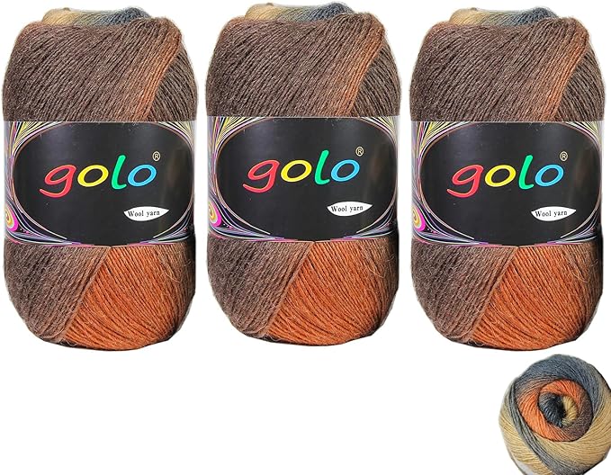 golo Wool Yarn for Hand Knitting 100g X 3 Cachemire Multicolor Rainbow Yarn