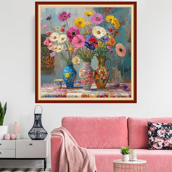 Redxing Stamped Cross Stitch Kits Embroidery kit for Beginners Adults Full Range of Embroidery Patterns Starter Kits DIY Printed Cross Stitch Kits Needlepoint Kits 11CT-Colorful Flowers 18x18 inchs