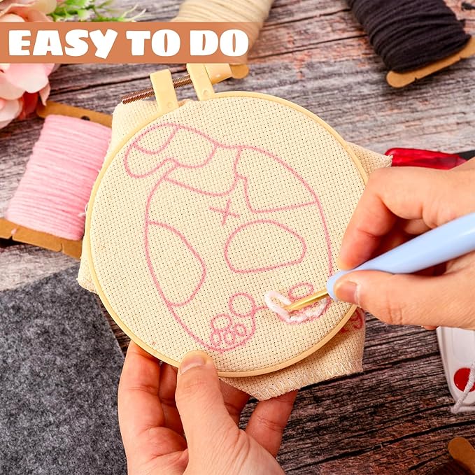 JarThenaAMCS 26 Pcs Pet Punch Needle Coaster Kits Cat Crafts Coasters Kit with Adhesive Felt Yarns Embroidery Hoop Instruction for Adults Beginners DIY Decor