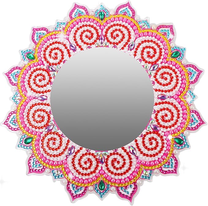 Diamond Painting Mirror Kit DIY 5D Diamond Painting Makeup Mirror Special Shaped Crystal Diamond Art Makeup Mirror for Adults Beginners Birthday Gifts Crafts Home Wall Table Decor