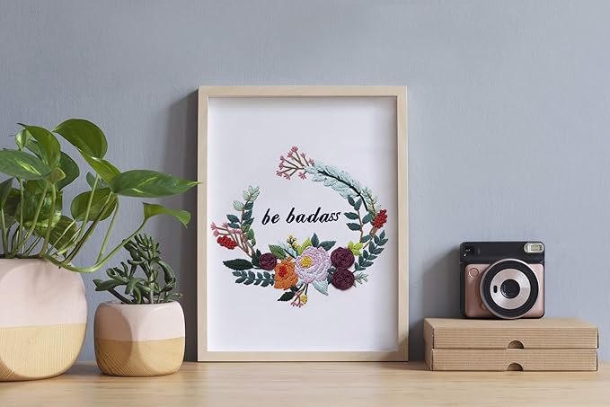 Louise Maelys Funny Embroidery Kits for Beginners Flower Wreath Cross Stitch Adults Needlepoint DIY Starter