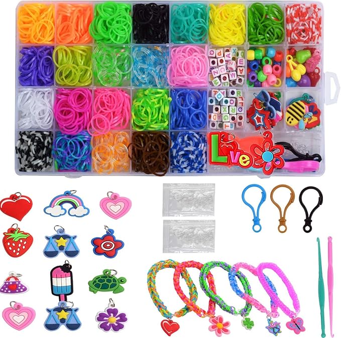 YUSLROB Rubber Band Refill Kit, Rubber Band Bracelet Set (2000+) - Kids Loom Bracelet Making Kits, Bracelet Making Kits (2000+Rubber Band Bracelet Kit)
