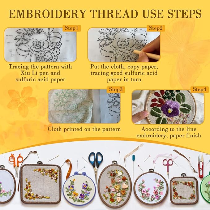 Sukh 100 Colour Embroidery Thread - Rainbow Embroidery Floss Bulk for DIY Sewing & Crafts