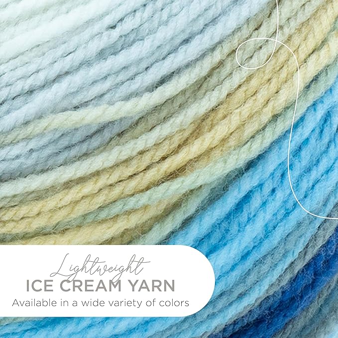Lion Brand Yarn, Ice Cream Baby Yarn for Knitting, Crochet, and Crafts, Butter Pecan, 3 Pack, DK Weight Colorful Acrylic Fiber for Baby Blankets, Hats, and Sweaters