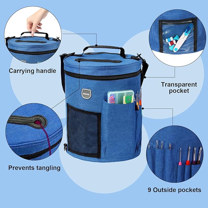 MIAOKE 79pc Crochet Kit, Large Knitting Bag Yarn Storage Organizer, Crocheting Starter Kits with Waterproof Bag, Beginner Knitting Accessories Set, for Beginners Adults Travel Crochet Supplies