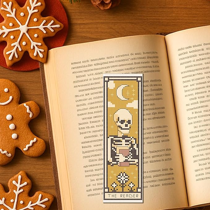 FREEBLOSS 6pcs Cross Stitch Bookmark Kit for Adult Beginners Stamped Tarot Pattern Cross Stitch Kits Embroidery Bookmarks Craft Kit with Instructions for Gift 11CT 8"x2.4"