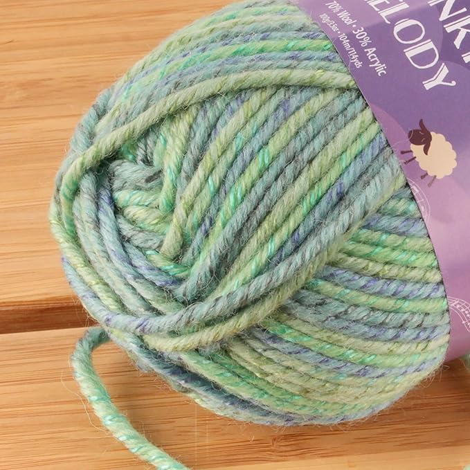 JubileeYarn Chunky Melody Yarn - 100g/Skein Bulky Wool Blend - Atlantis - 2 Skeins