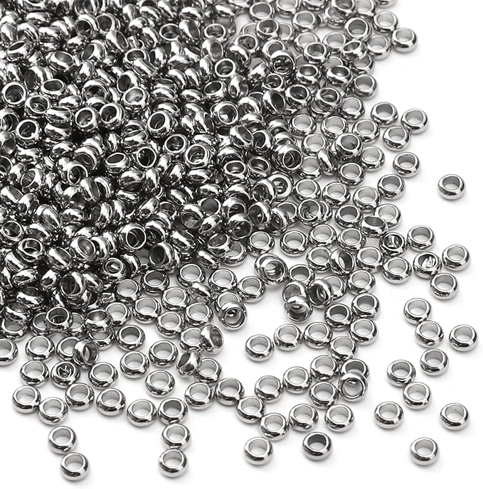 304 Stainless Steel Round Crimp Beads 2.5mm 1000pcs for Jewelry DIY Making and Repairing