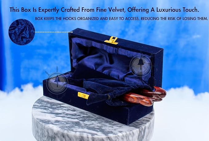 Exquisite Premium Rosewood Crafted Fine Crochet Hooks Pack with Exemplary Wood Work Handles Housed in Blue Velvet Box | Knitting & Crocheting Accessories by Nagina International