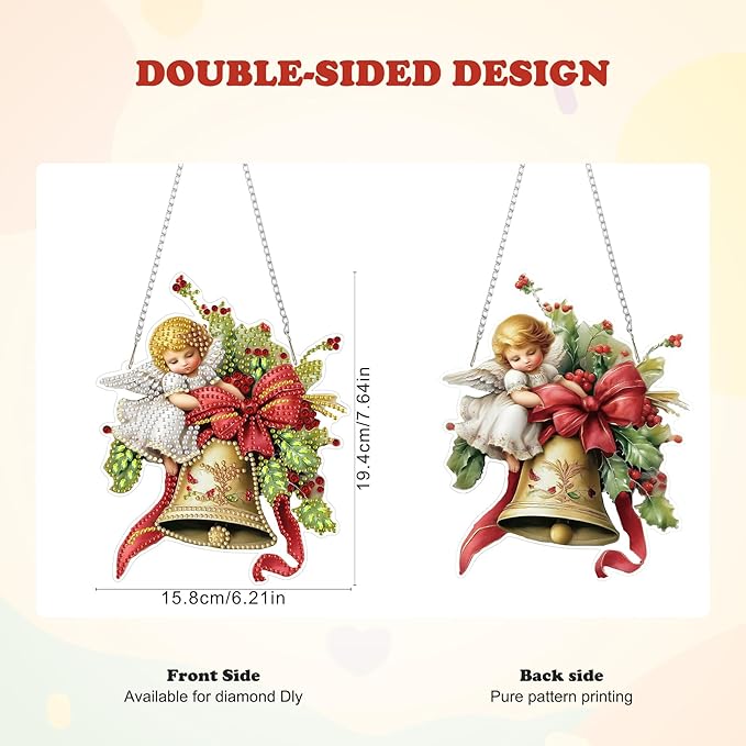 HEIBAGO Angel Diamond Art Hanging Kits for Adults Kids, 5D Special Shaped Crystal Diamond Painting Kit Cupid, DIY Pattern Window Pendant Gem Art Kit for Home Wall Decor 8.3 x 8.3 Inch
