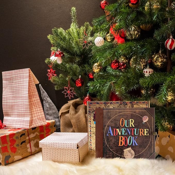 Our Adventure Book Travel Diary Photo Book, Scrapbook, Photo Album - Retro Vintage Souvenirs, DIY Guestbook for Anniversary, Wedding, Travel Writing, Baby & Friend Gifts, Heartfelt Present (Ball)