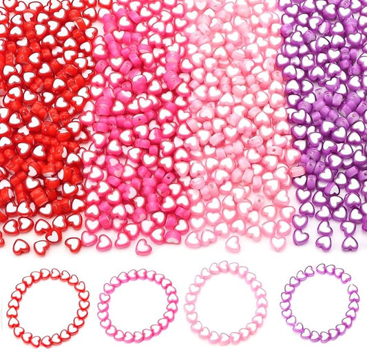 700 Pieces Valentine’s Day Heart Beads, Assorted Colors Acylic Heart Bead for Bracelet Making Kit Jewelry Necklace Earring Making DIY Crafts