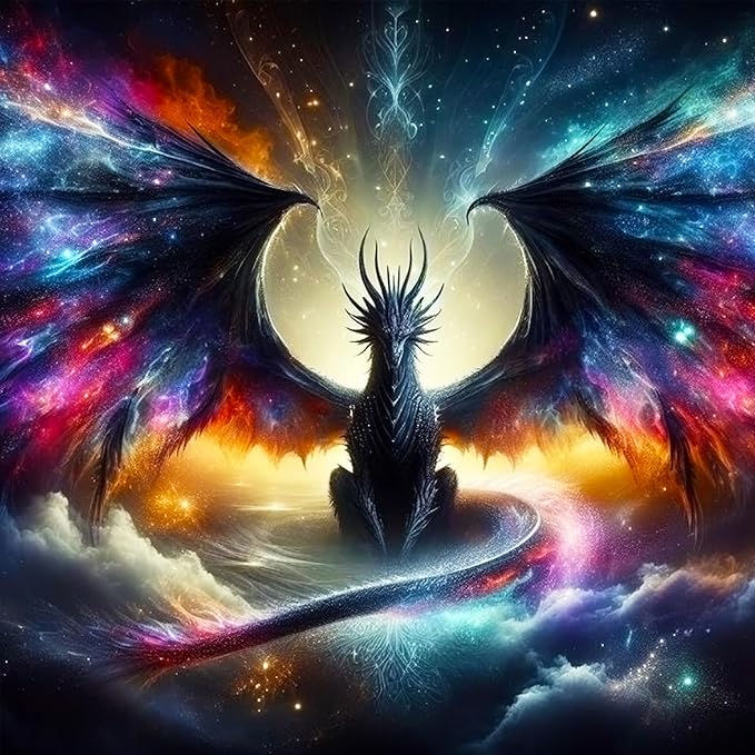 igoodom Dragon Diamond Art Kits for Adults, Starry Sky Dragon Diamond Painting Kit, Full Drill Round Diamond Art Kits, DIY Gem Art and Crafts for Home Wall Decor Gift 14x14inch