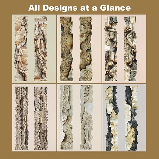 Retro Lace Washi Tape Set, 6 Rolls 1.57in x 78.74in Each - Irregular Edge, 14.96in Repeat Loop Prints, Self-Adhesive for Scrapbooks, Journals, Planners, Collage, Cards