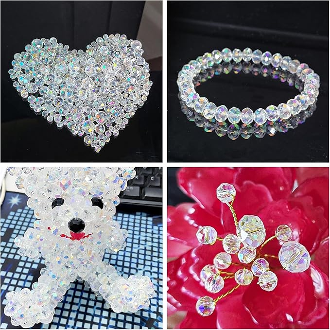 laopottbeads 1200pcs 4mm crystal glass beads for jewelry making beads for bracelets necklace pendants making supplies(white ab color)