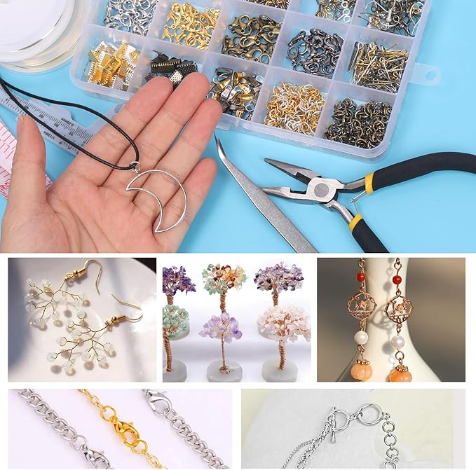 Glarks 1465Pcs Jewelry Making Kit, Jewelry Making Supplies Kit Includes Jewelry Pliers Tools, Jewelry Findings for Jewelry Making and Repair