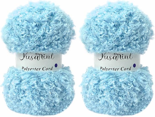 (32 Colors Available) Yusarinl 2 Skeins Teddy Bear Yarn,Fuzzy Yarn for Crochet Polyester Plush Fur for Crafts Fluffy Fuzzy for Knitting(6.7 oz, 80 yds)-Light Blue