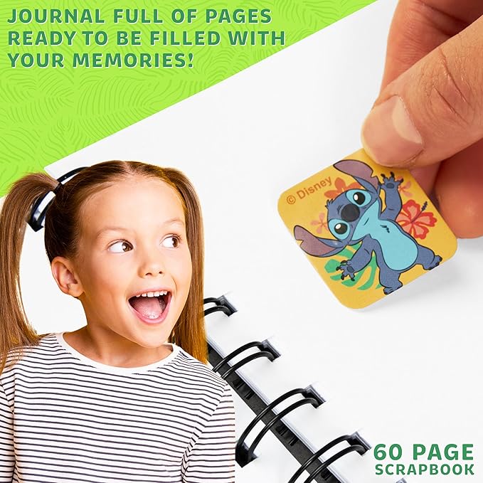 Disney Stitch Scrapbook Kit for Kids Teenagers Craft Set Art Supplies Stickers Feathers Stamps Gel Pens - Gifts for Girls