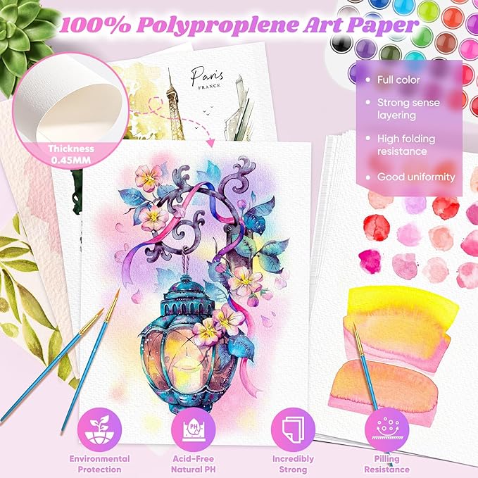 Watercolor Paper, 250 Sheets Water Color Paper Bulk, Art Supplies for Kids Adults, 9"x12" Artist Sketch Easel Painting Loose Drawing Paper, Valentines Day Stocking Stuffers, Teacher & School Supplies