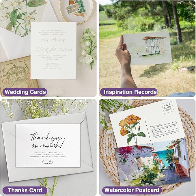 50 Blank Watercolor Cards with Envelopes 4"x6", 20 Watercolor Postcards 4"x6" 140lb/300gsm 100% Cotton Water color Acid-Free Paintable DIY Greeting Card Set